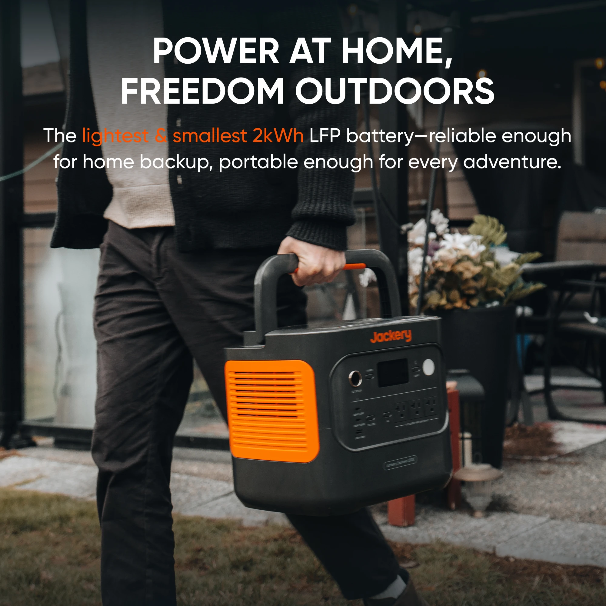 Jackery Explorer 2000  Power Station with 12V Charging Cable, 2200W/2038Wh LFP Battery Generator for Emergencies, Outages, Camping image 4