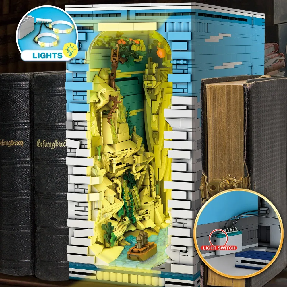 2977PCS Buch Der Könige Buchstütze Bausteine Gott Stein Statue Berühmte Landschaft Modell Ziegel Desktop Ornamente Kinder Spielzeug Geschenk