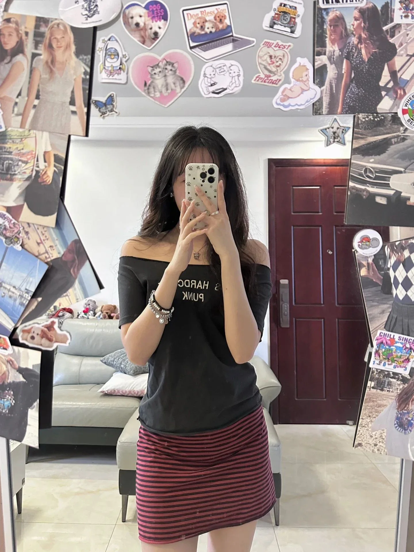 Striped Raw Hem Mini Skirts Woman Summer Patchwork Elastic Waist A-line Cotton Faldas Female Streetwear Short Skirt