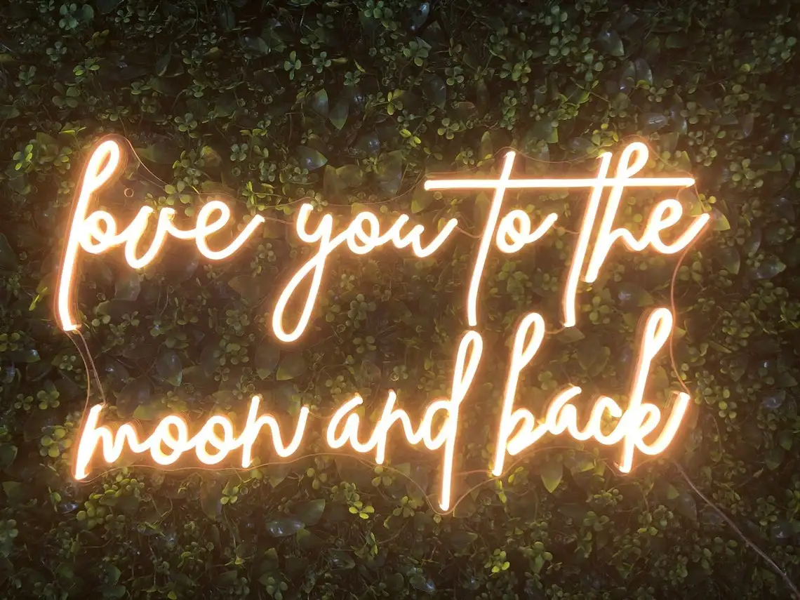 Love You To the Moon and Back Neon Sign Led Decorative Light for Wedding Reception Decor Personalized Wedding Sign Anniversary G