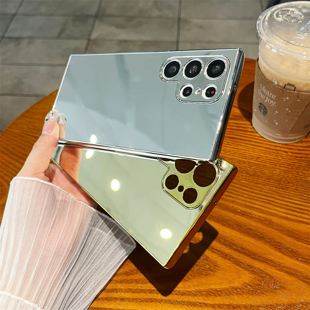 Gold Mirror Case for Samsung Galaxy S23 S22 S21 S24 Ultra Plus S23 S21 S20 FE Cover A34 A53 A14 A13 A25 A23 A52 S24 Ultra Cases image 4