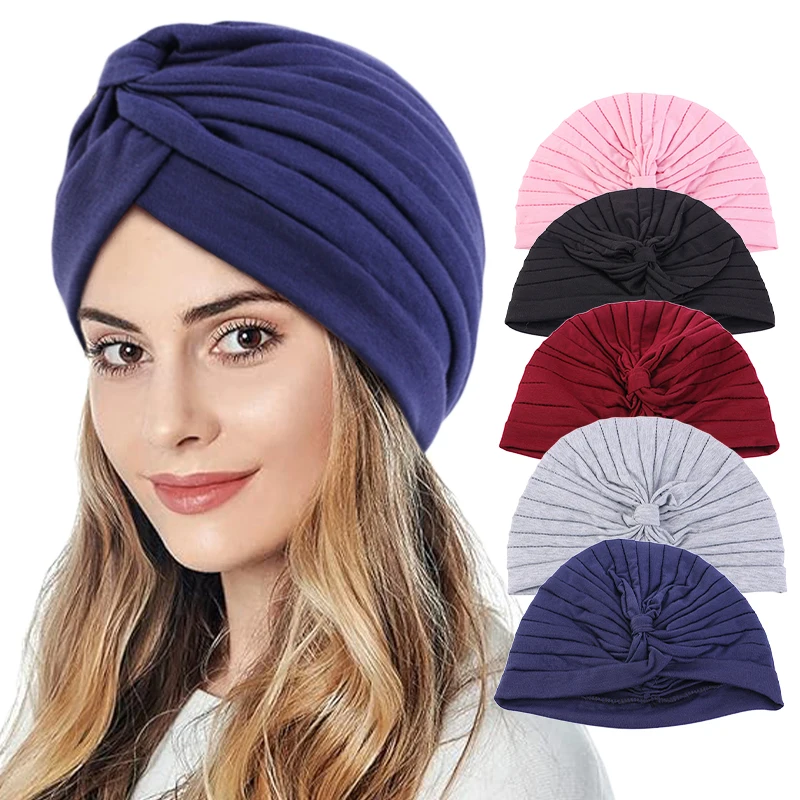 

Women Muslim Turban Hat Cap Hijabs Female Hijab Solid Color Arab Indian Cap Head Wrap Scarf Hat Hair Loss Accessories