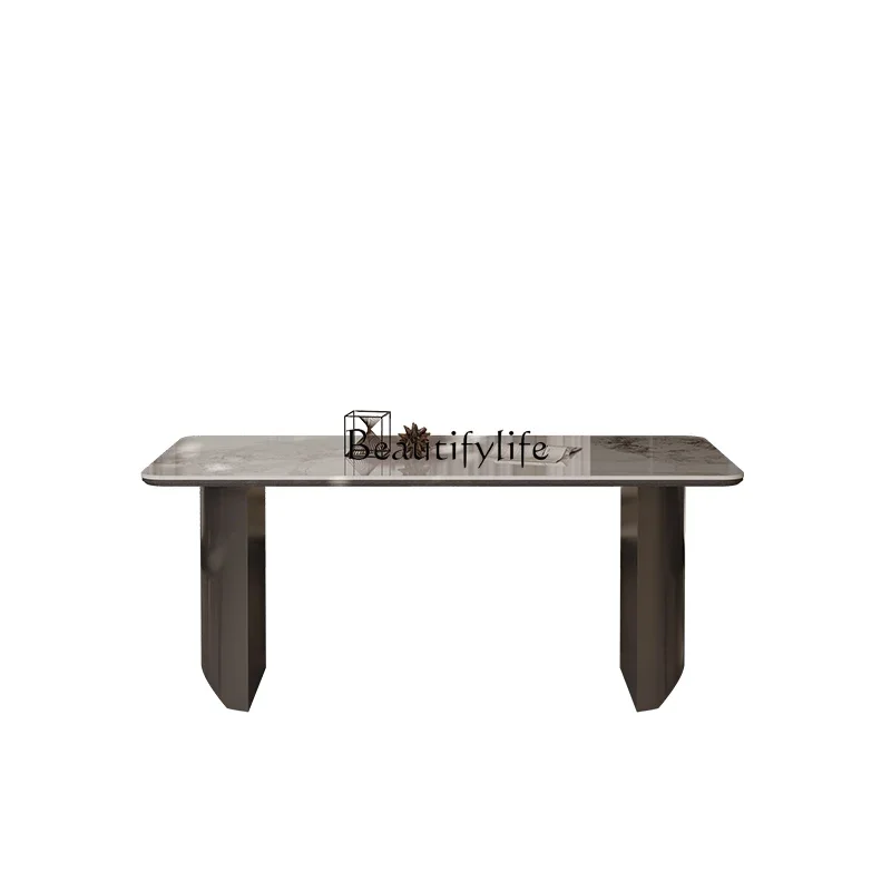 

LD6Living room household modern simple rectangular Italian light luxury rock slab small apartment dining table