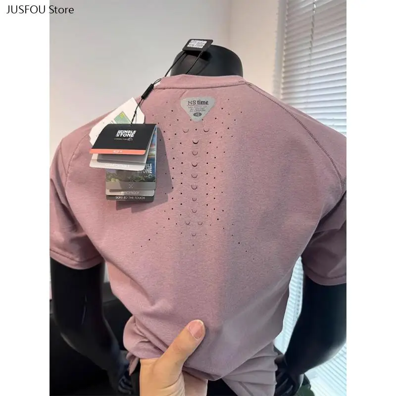 Men Summer Dusty Pink Dragon Scale T Shirt Moisture Wear Breathable Short Sleeve for Outdoor Gym Training Basketball