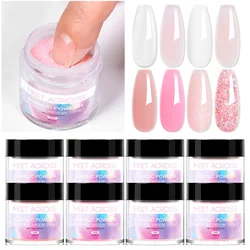 MEET ACROSS 10g Clear White Pink Acrylic Powder Acrylic Nail Polymer For French Nail Extension No Need Lamp Cure Manicure
