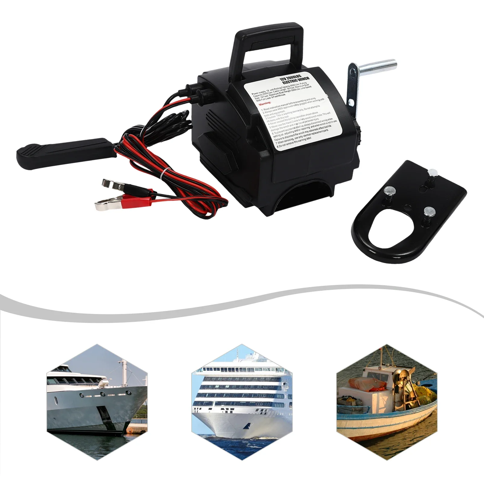 

12V Electric Rope Winch Dual Control Modes with Boat Rope Pulley For Pulling Boats Trucks And Other Heavy Objects