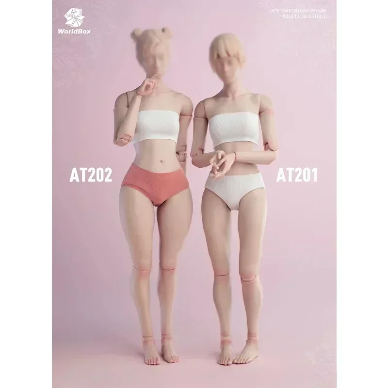Worldbox AT201 AT202 1/6 קנה מידה ילדה רגילה שומן רגל מפרק גוף גמיש 12'' עור טאן לבן בהיר דמות חיילת