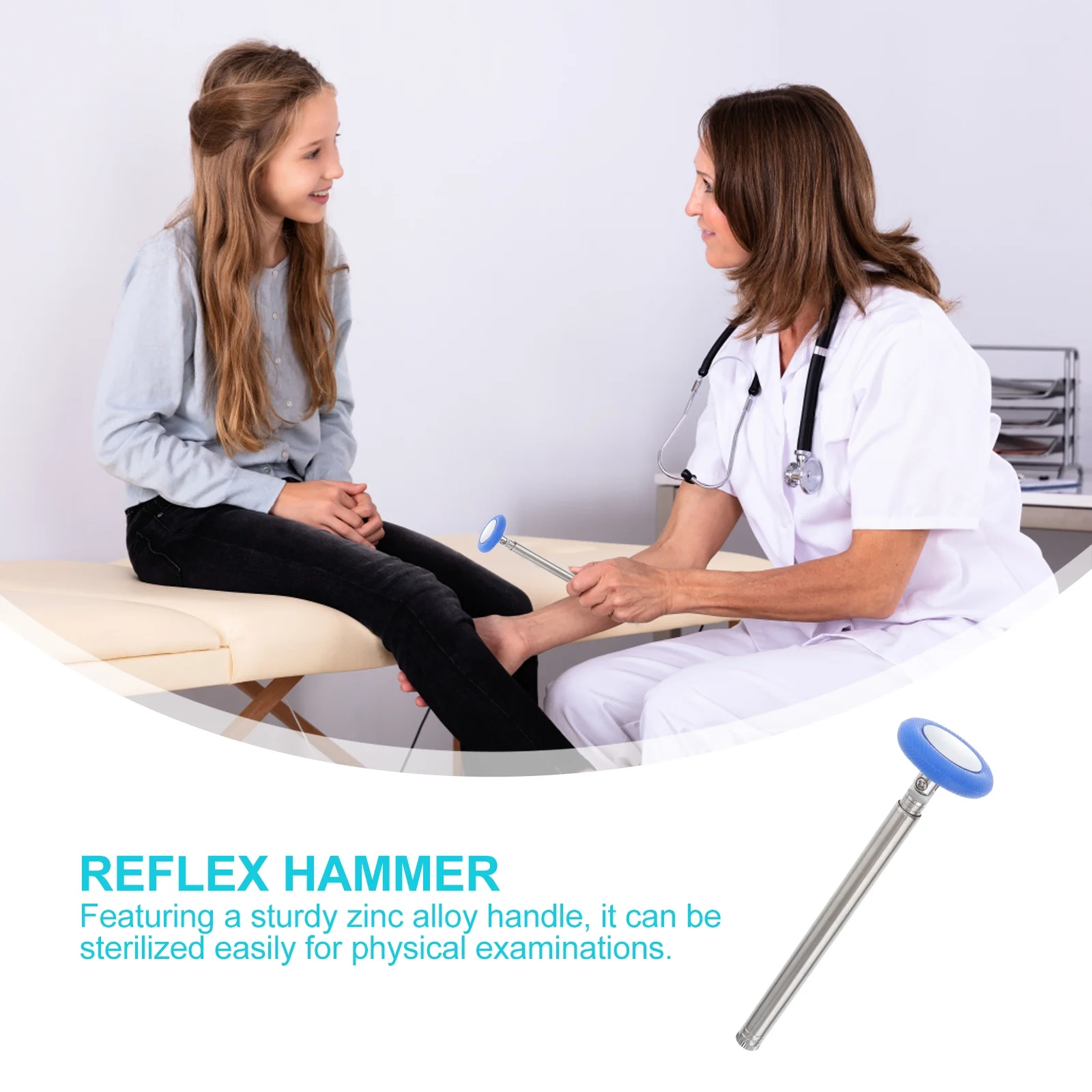 

Medical Reflex Hammer Zinc Alloy Round Head Lightweight Ergonomic Handle For Clinic Hospital Diagnostic Tool Testing Nerve