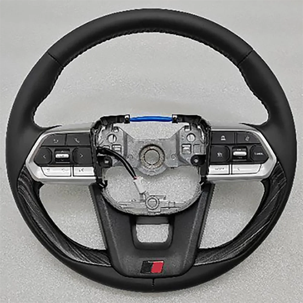 For Toyota LC 300 GR logo leather carbon fiber solid wood steering wheel