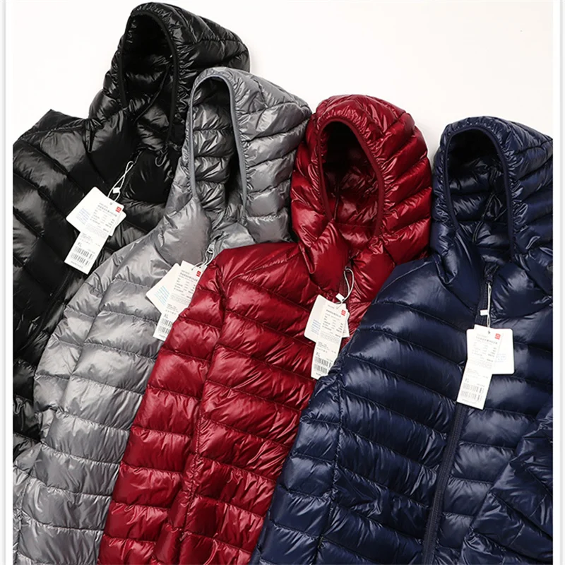 

Men Light Thin White Duck Down Jacket New Autumn Winter Warm Hooded Down Coat Parkas Male Loose Short Oversize Puffer Outwears