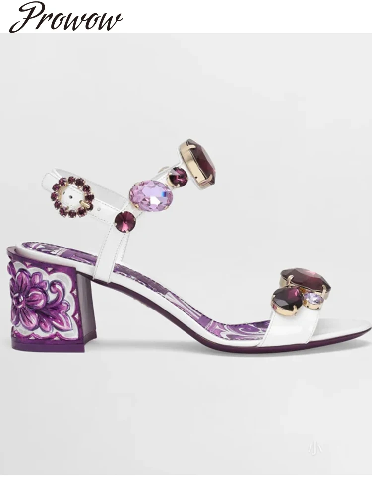 

Новые богемные сандалии со стразами, фиолетовые женские туфли Zapatos Mujer