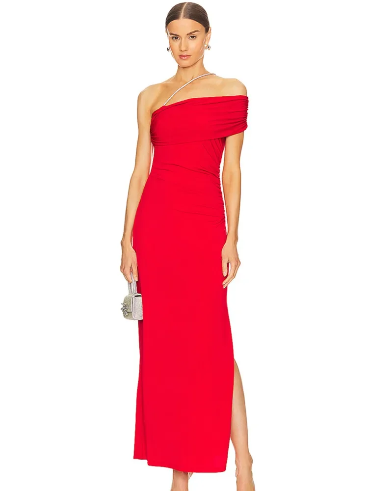

Женское длинное Бандажное платье, красное, черное платье-макси с открытыми плечами, трапециевидного силуэта, вечернее праздничное платье знаменитости, праздничное платье