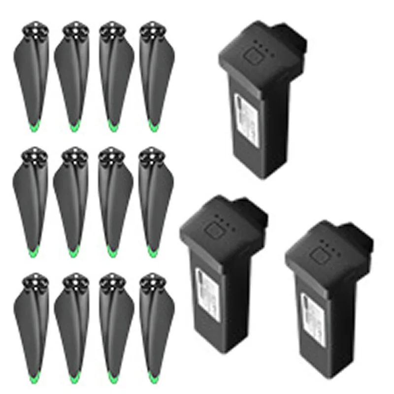 S155 GPS Drone Brushless Motor RC Quadcopter Spare Parts 7.4V 3800mAh Li-ion Battery 3PCS + Folding Blades Propeller Wings 12PCS