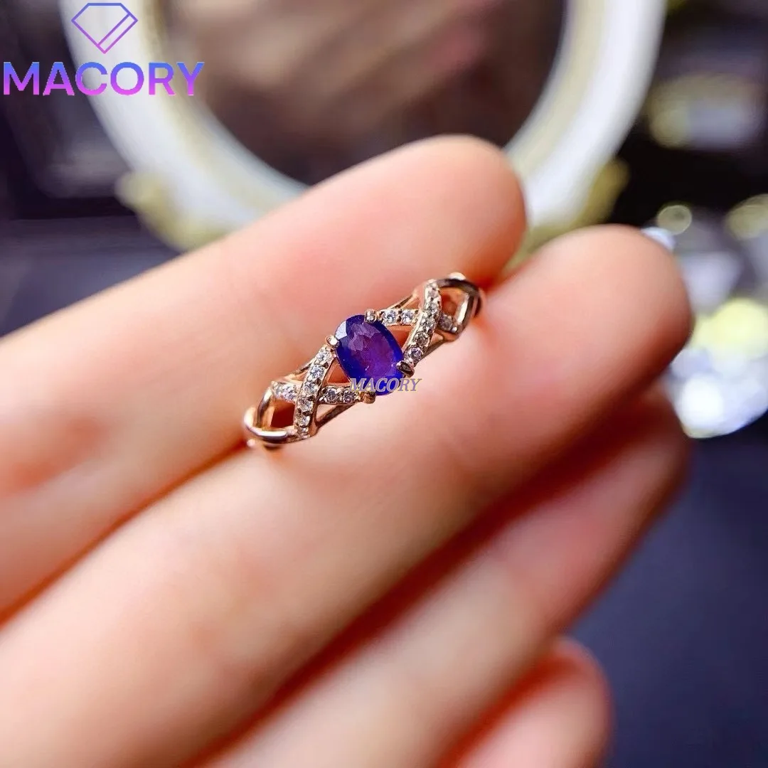 

Sapphire ring for women, pure silver 925, new jewelry, 4✖️6mm, Valentine's Day Christmas holiday gift with certificate
