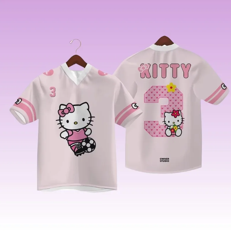 

MOTO-Hello Kitty 3D-печатный цифровой повседневный спортивный быстросохнущий с короткими рукавами для взрослых