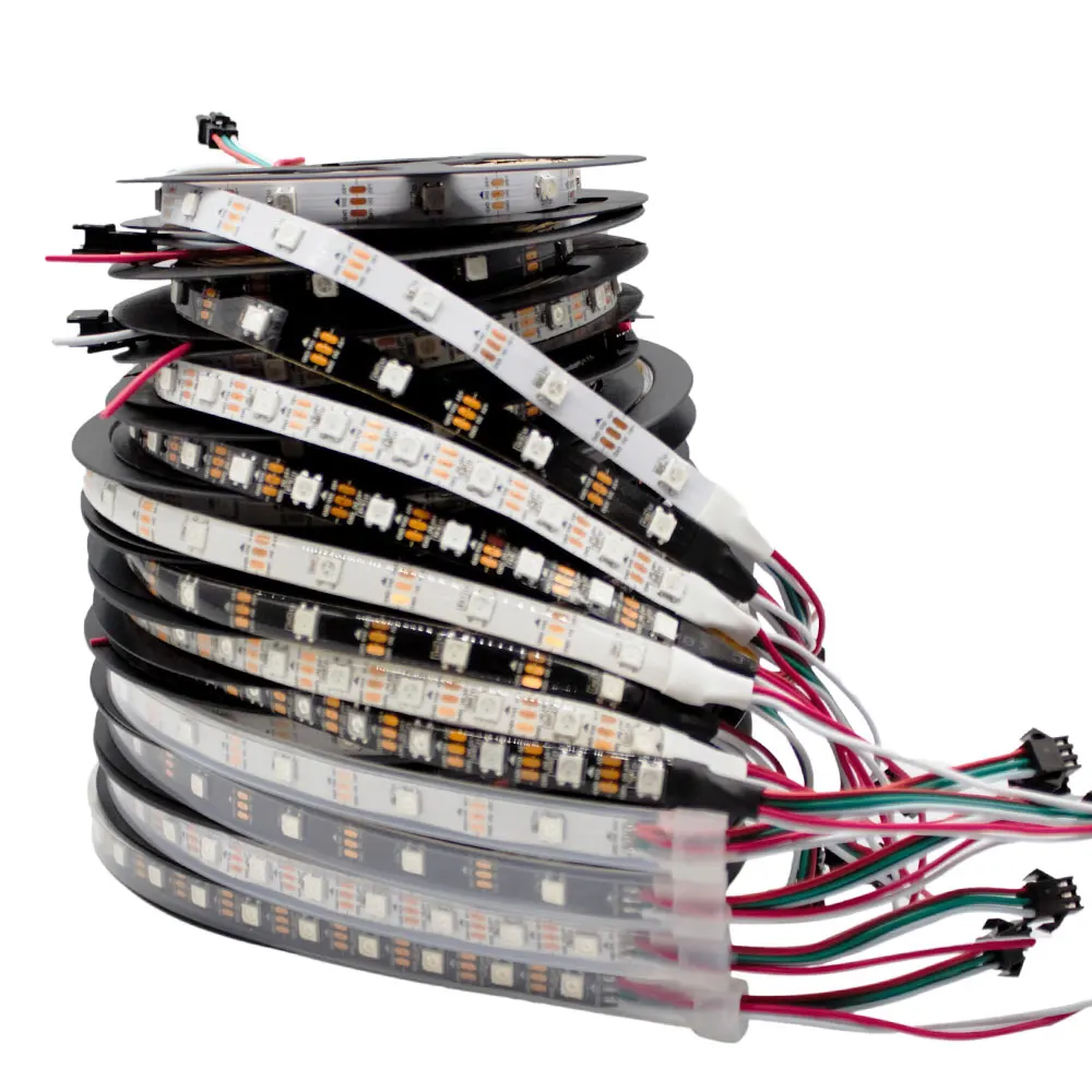 

WS2812B Led Strip Individually Addressable Smart RGB 5050 WS2812 Pixel Light DC5V Black/White PCB 30/60/144led IP30 IP65 IP67