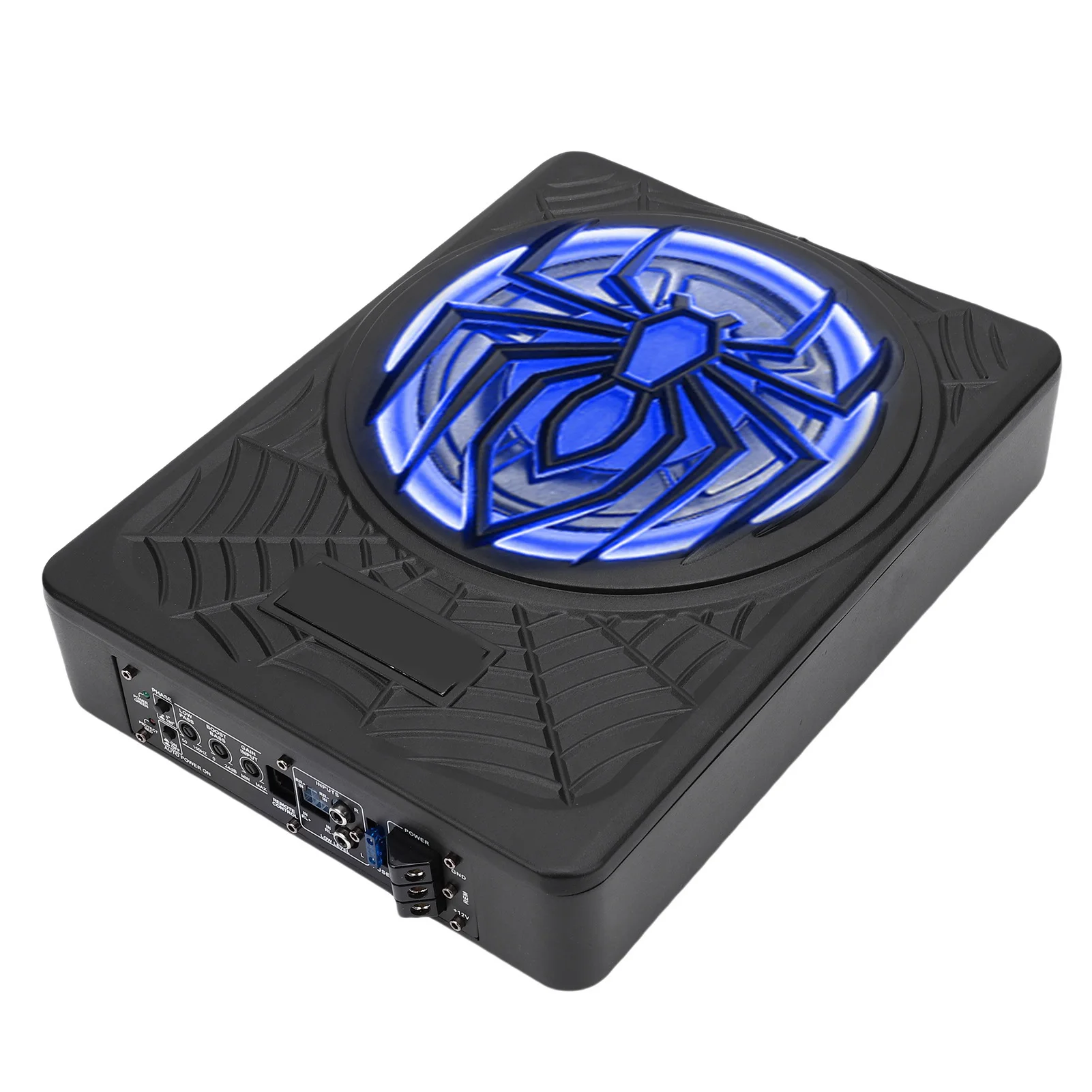 10 Inch 1250W Slim Under Seat Active Car Subwoofer Built-in Amplifier Remote Control Low Pass Gain Boost for Truck SUV