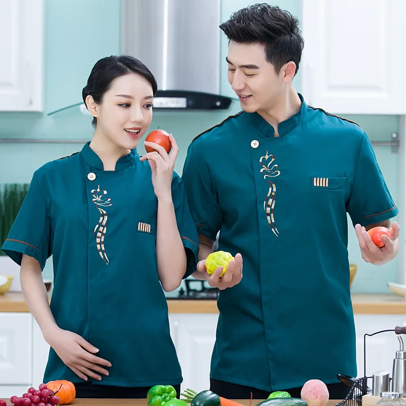 

Chef Uniform Short Sleeve Men's Large Size Catering Waiter Summer Clothing Western Pastry Shop Baking Work Clothes Women