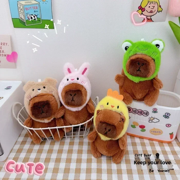 Jouet en peluche Capybara mignon, pendentif cochon d'inde de dessin animé, poupée en peluche douce, sac à dos, porte-clés de voiture, décor, cadeau pour enfant