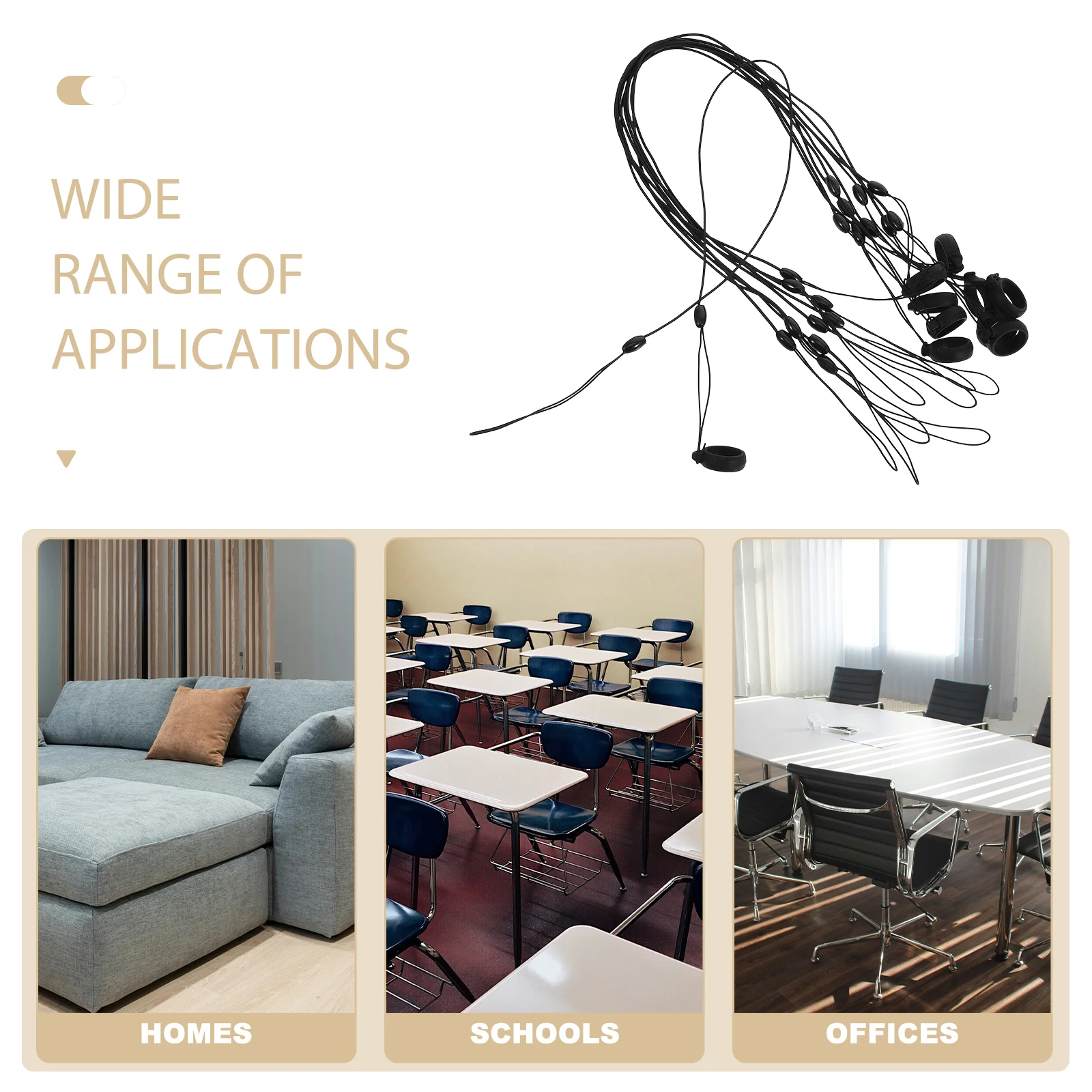 10 Buah Tempat Pena Lanyard Elastis Antihilang untuk Kalung Tali Stylus Pengaman Kehilangan Kabel Silika Gel Dapat Ditarik untuk Perlengkapan Kantor