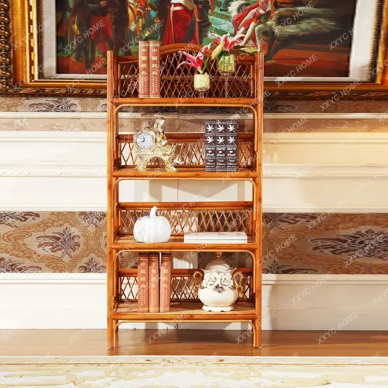 S Rattan Bamboo Bookshelf Nordic Household Rattan Shelf