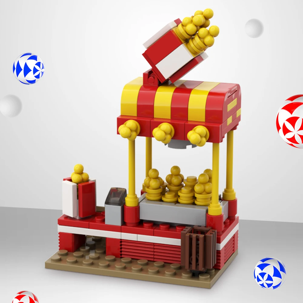 Gobricks MOC City Popcorn Stand Night Market Stalls Model Building Block set Cheese Stand Stall Education Brick Toys Kids Gift