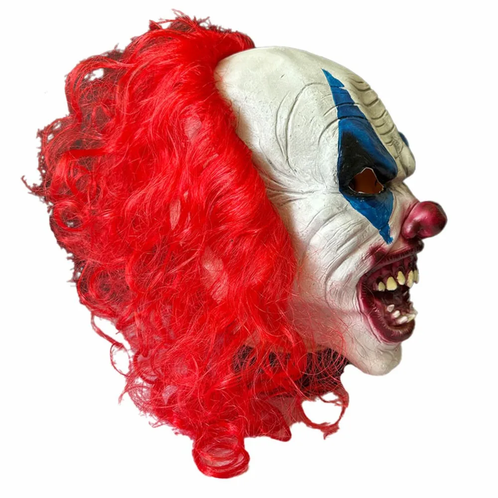 Latex Horror Red-Haired Clown Headgear Realistic Halloween Props - Suitable Costume Masks Role-Playing Masquerade Parties