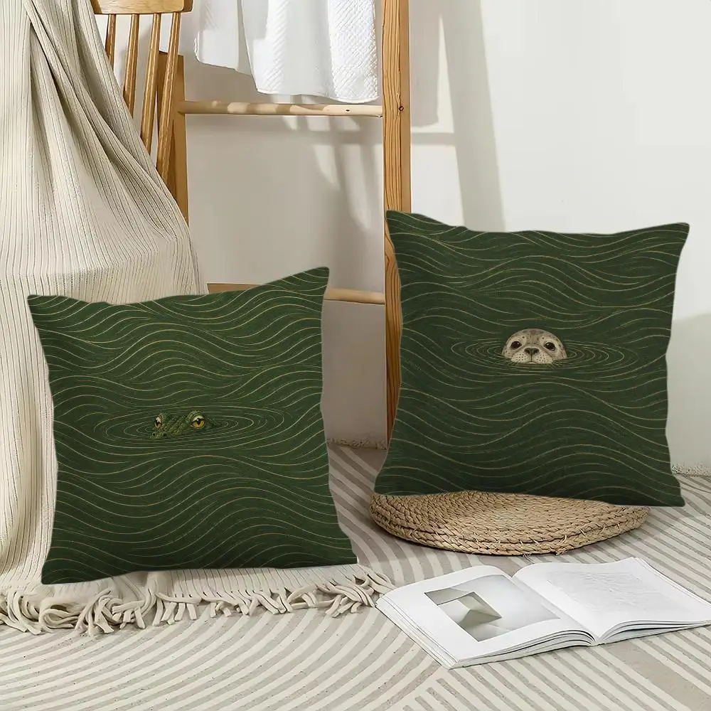 Whimsical Water Animals Cushion Cover Pillow Case Short Plush Square Throw Pillow Covers Pillowcase Sofa Home Decor Gift