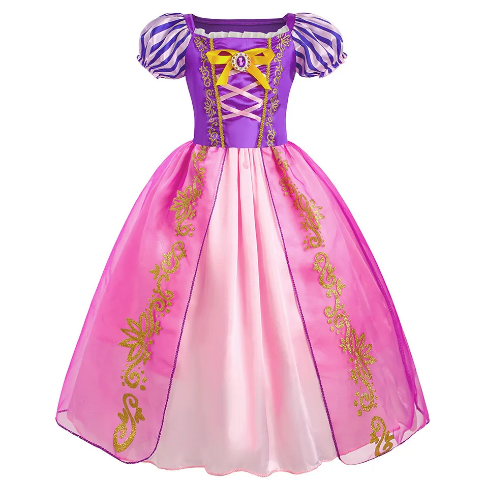 Girl Rapunzel Costume Birthday Party Tangled Magic Hair Princess Cosplay Dress Carnival Halloween Fantasy Role Playing Outfits