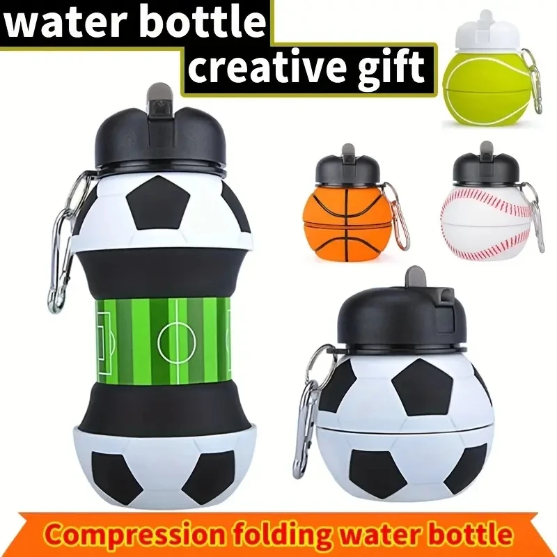 Outdoor Sports Water Bottle Silicone Folding Cup Creative Student Water Cup Portable Drop and Leak Proof Children's Cup 1PC