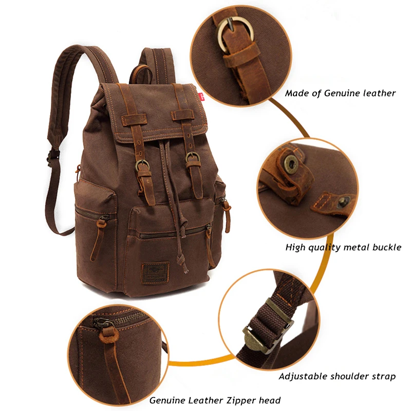 AUGUR New fashion men\'s backpack vintage canvas backpack school bag men\'s travel bags large capacity travel laptop retro bag