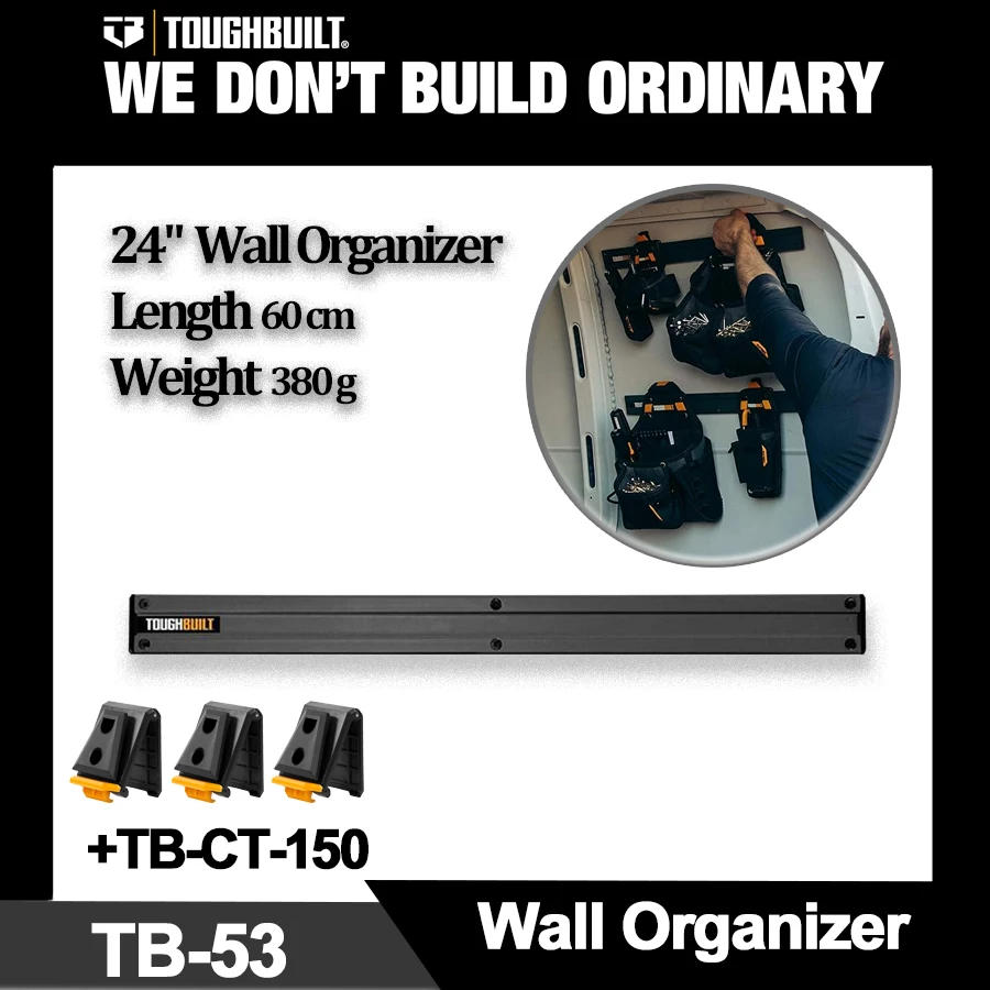 

TOUGHBUILT Wall Organizer Length 60cm Wall Plate for Tool Bag Heavy Duty Storage Tools TB-53