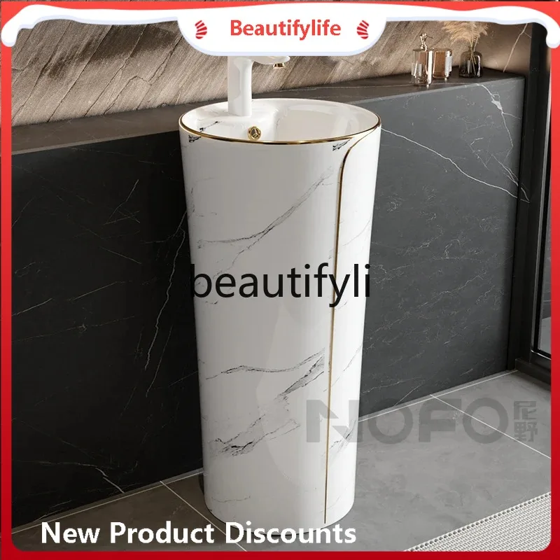 

cn0420 Balcony Floor-to-ceiling washbasin Bathroom Color column washbasin Outdoor ceramic integrated column basin