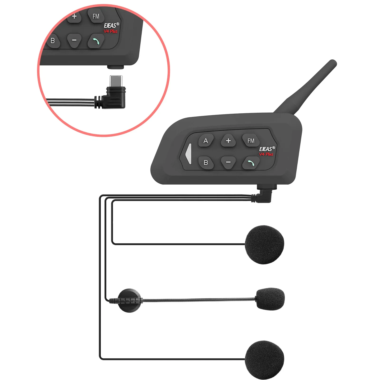 ผู้ตัดสิน Intercom V4C Plus 4 กลุ่มฝูงชน Full Duplex Intercom พร้อมสัญญาณเสถียรที่ 1500 เมตร Intercom รถจักรยานยนต์ 2024