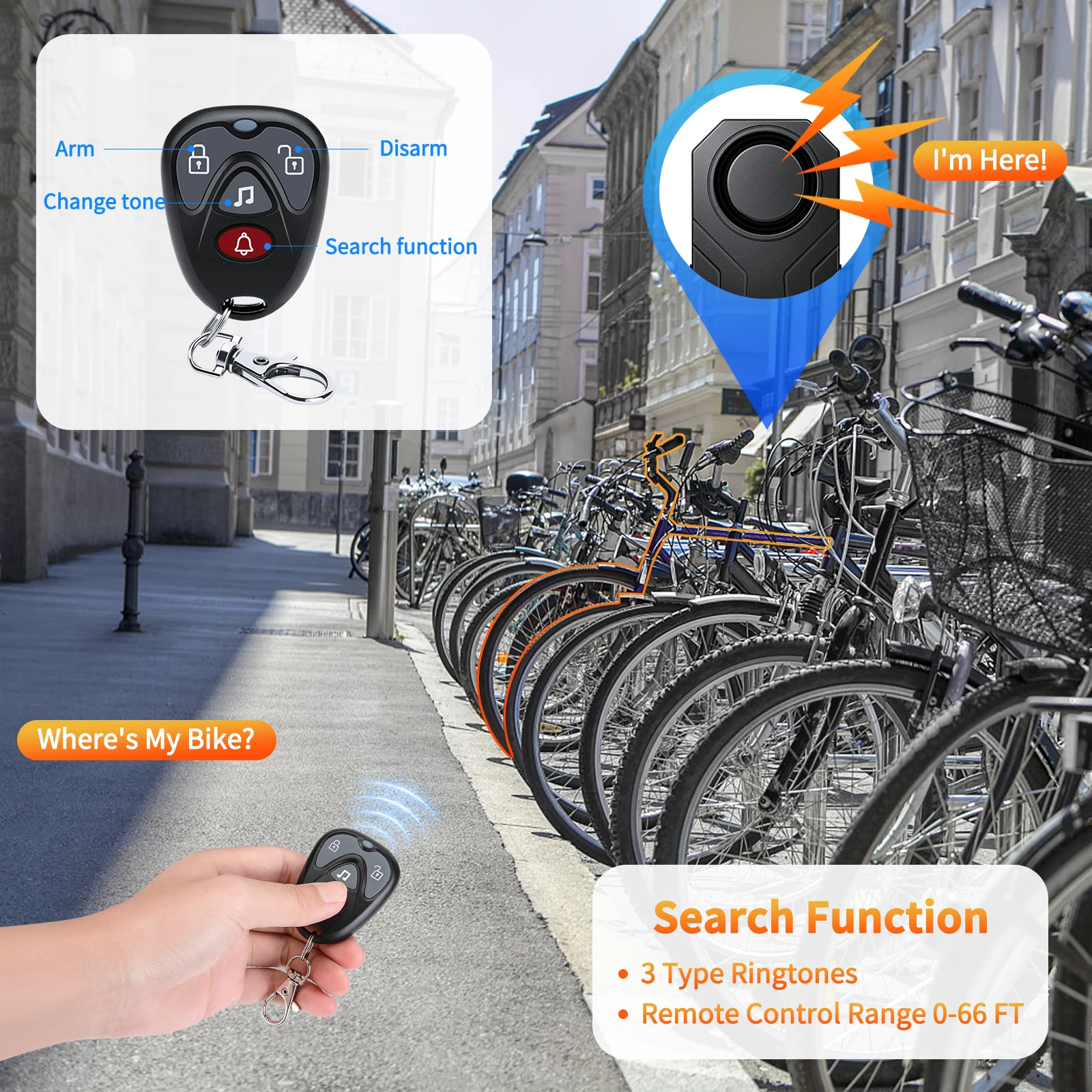 Anchtek-Alarme antivol pour moto, chargeur USB, étanche, capteur de vibration sans fil, système d\'iode, moto, voiture