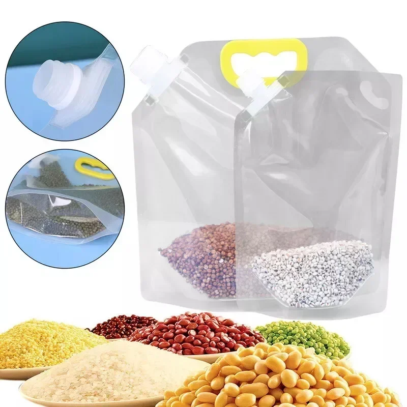 New 1pcs Moisture-Proof Bag Cereal Beans Food Storage Bag Food Portable Storage Dispensing Transparent Bag Kitchen Accessories