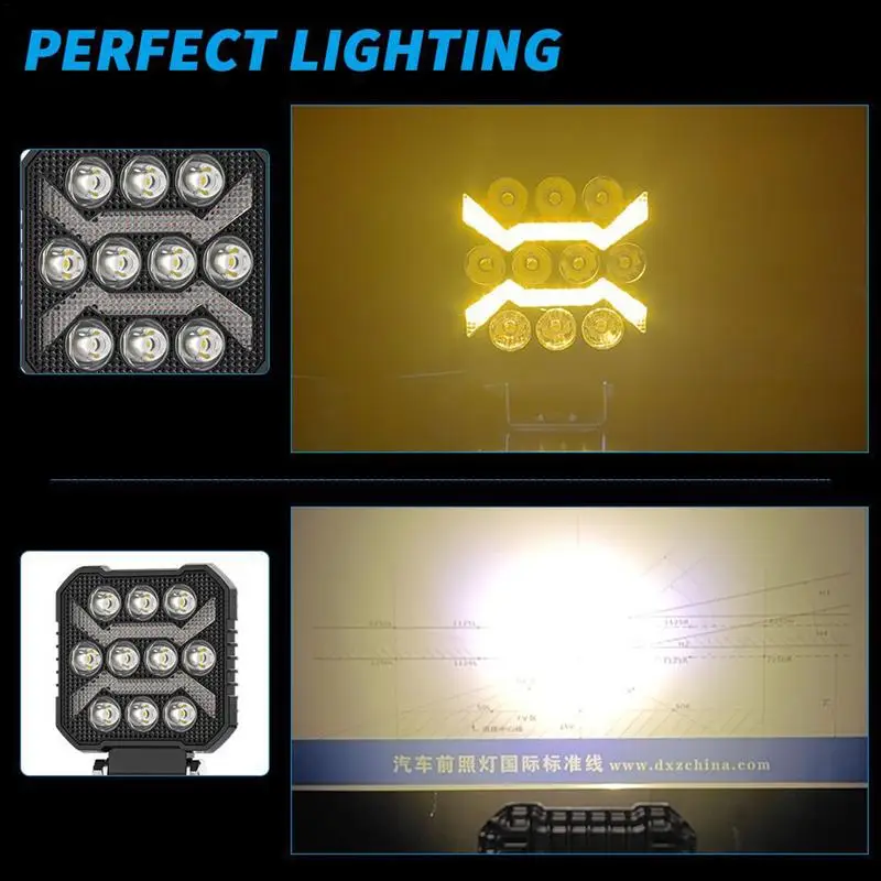 Waterproof Lights For Truck 1700LM Powerful Off Road Lights 17W Auto Work Light Square Flood Light For Trucks Construction