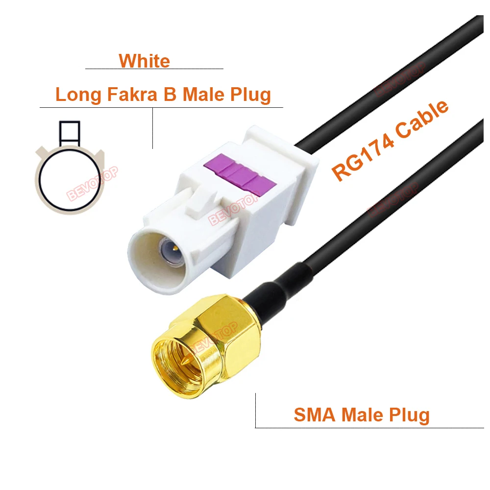 1PCS RG-174 Cable Extended Fakra A/B/C/D/E/F/G/H/I/K/Z Male Connector to SMA Male Adapter RG174 Car Radio Antenna Extension Cord