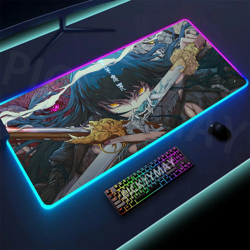 Imagem -04 - Grande Dragão Led Gaming Mouse Pad Backlight Desk Mat Luminous Gamer Mousepad Elemento Chinês Rgb 393x196