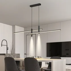 Candelabro Led moderno para mesa de comedor, lámpara colgante minimalista dorada y negra para cocina y comedor, accesorio de iluminación brillante para decoración del hogar