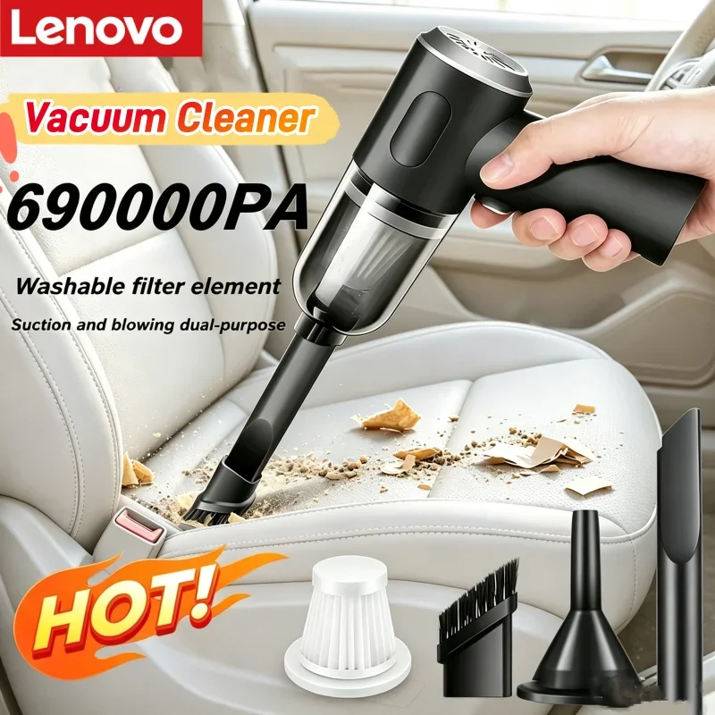 Lenovo 690000PA Wireless Car Vacuum 2 Hours Quick Charge Wet Dry Dual-use Cleaner Cordless Handheld High-power Vacuum Cleaner