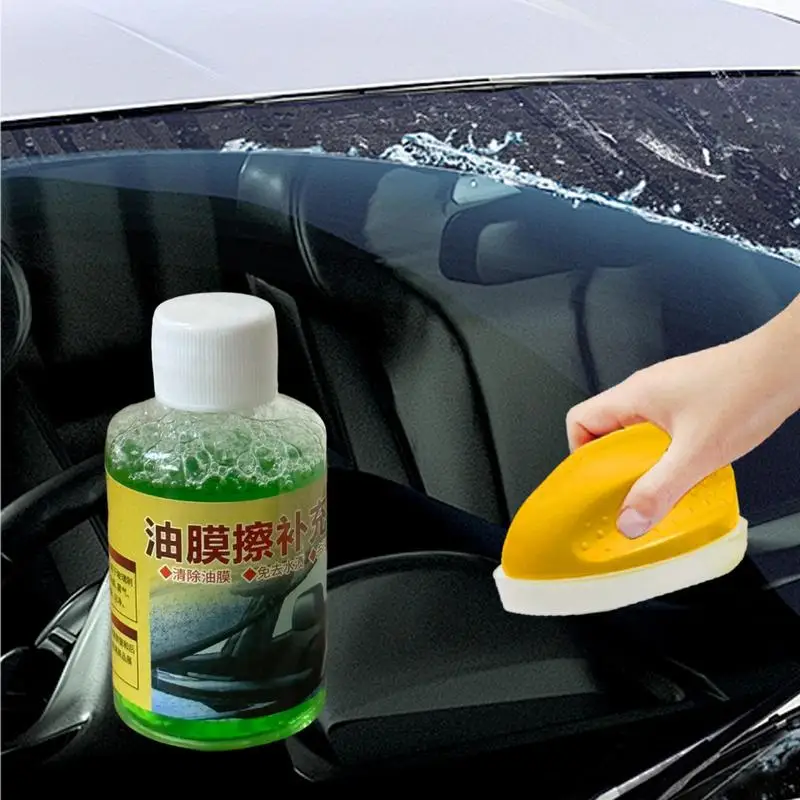 Car Glass Oil Film Remover Cleaning Powerful Windshield Cleaner Car Glass Sponge Cleaning Brush Water Sot Removal Auto Detailin