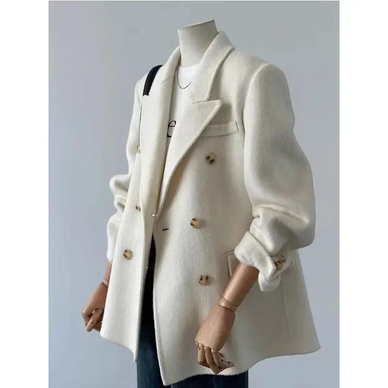 UNXX White Short Woolen Coat for Petite Women - 2023 Autumn Winter New Arrivals Popular Beautiful Outerwear High-end Jacket Top