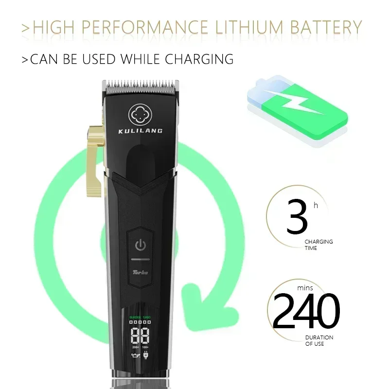 Kulilang Madeshow R77F Hair Clipper พร้อมใบมีดเปลี่ยนผม Trimmer สําหรับชาย Professional ตัดผมแบบชาร์จไฟได้