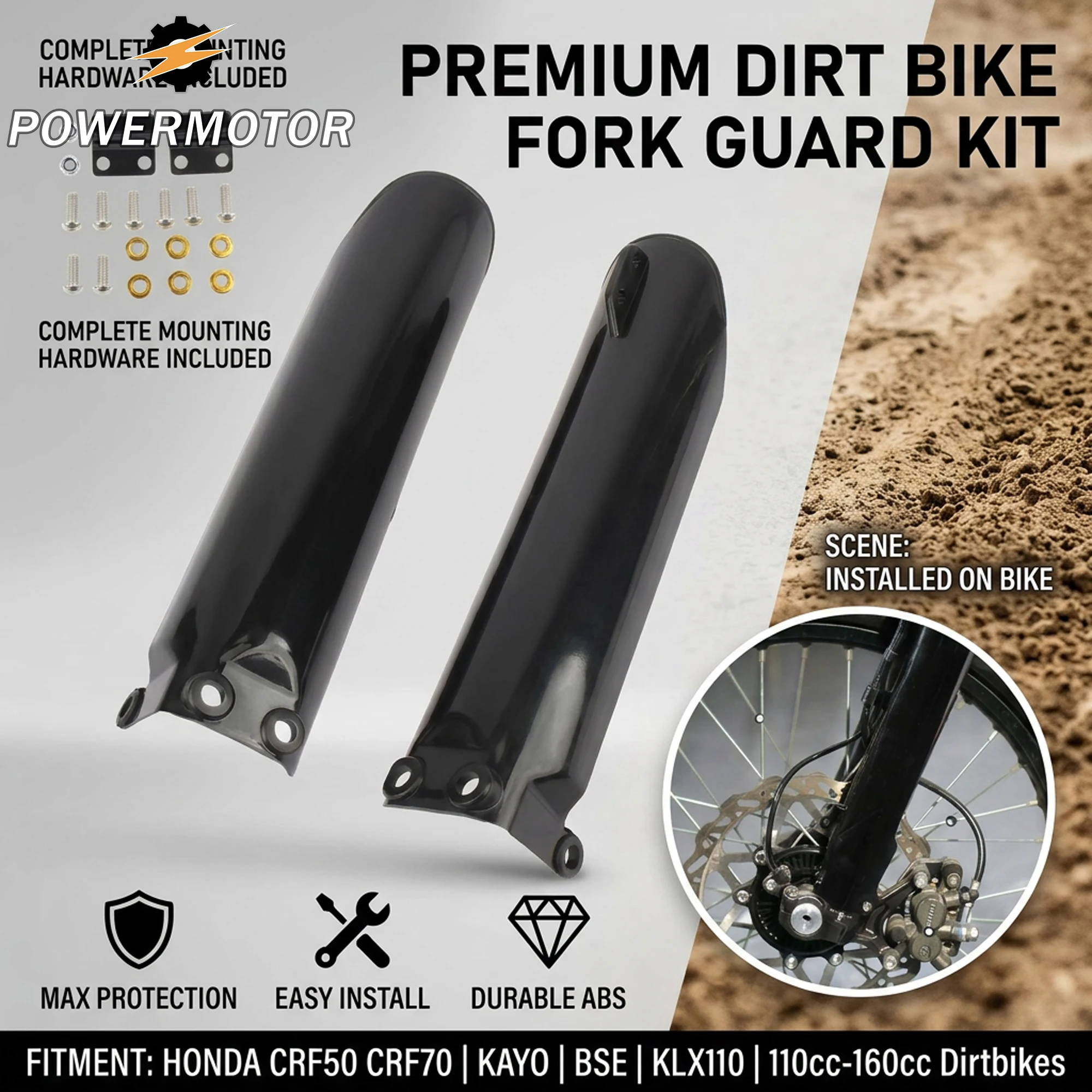 

Enduro Motorcycle Front Fork Protector Covers Fork Guards For BSE KAYO Honda CRF50 CRF70 KLX110 110cc-160cc DirtBike Modified