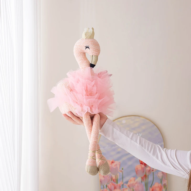 Boneca Flamingo com coroa para crianças, bicho de pelúcia, macio, simulação de pássaros, brinquedos de bebê, presente infantil engraçado, decoração do lar, 40cm