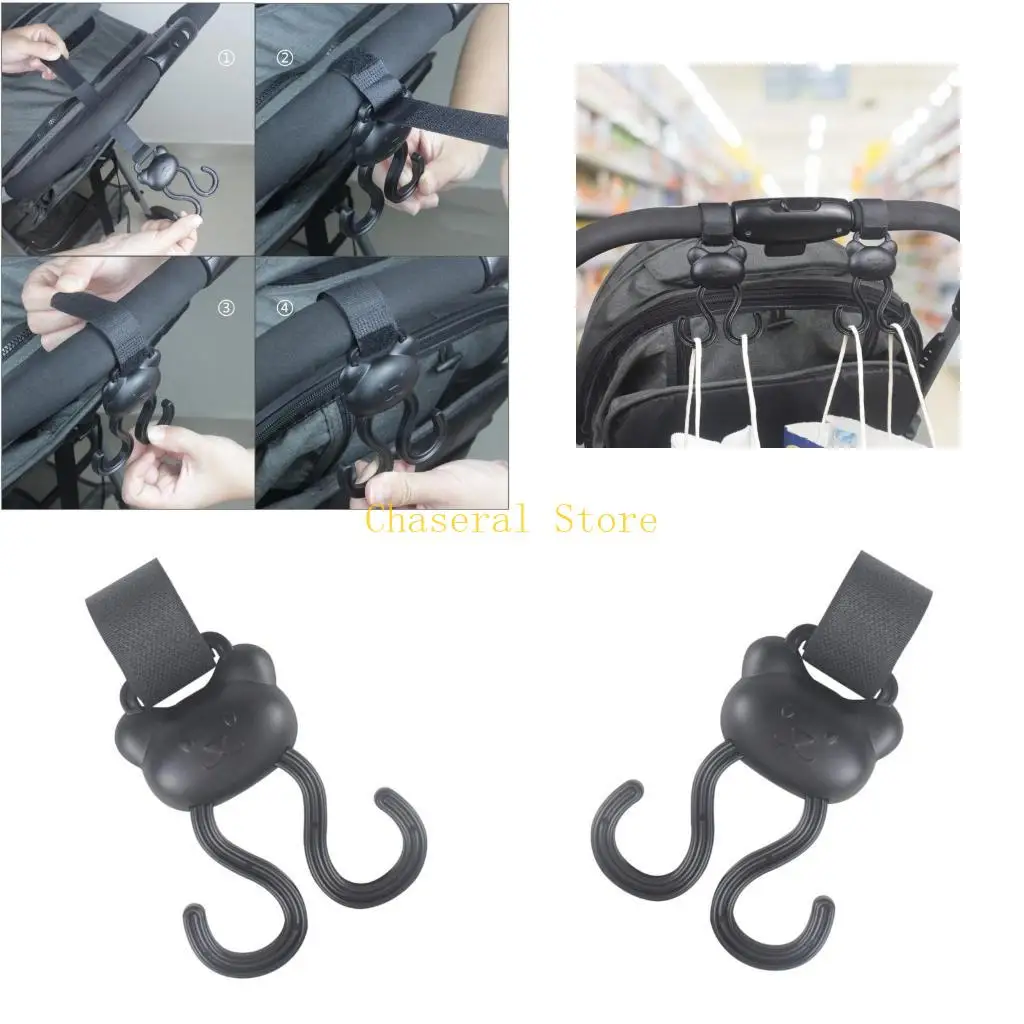 E7CE Multipurpose Strollers Hanger Clip for Shopping Bags Diapers Toy Organiser Rack Holder Hook for Travel and Daily Use