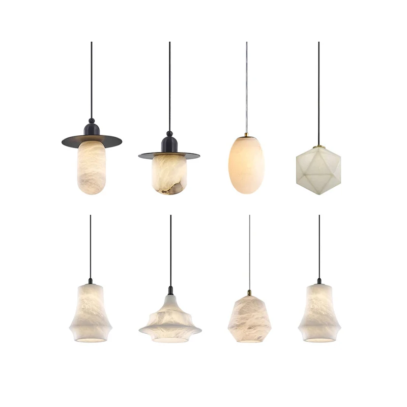 Natural Marble Series LED 2026 Chandelier Pendant Light Suspension Luminaire Lampen Alabaster Hanging Lamp For Living Room