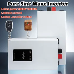 10000W 5000W Pure Sine Wave Inverter 10KW DC 12V 24V 48V To AC 110V 120V 220V Portable Charger Solar Off Grid Power Inverters