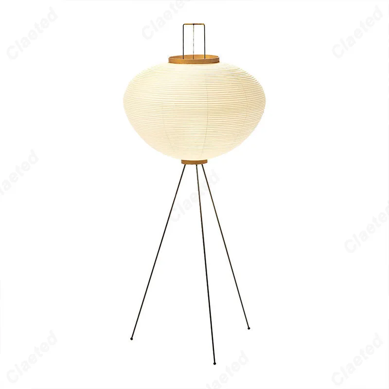 Retro and Minimalist LED Living Room Bedroom Study Rice Paper Floor Lamp Creative Atmosphere Decoration Lighting Fixtures
